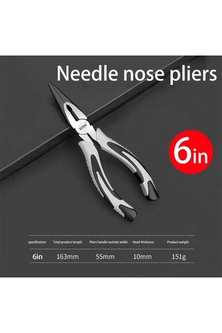 Jeemson 6" Elektrikçi Uçlu Pense - Anti Kayma Kollu, Tel Kesme, Soyma Ve Presleme İşlevi - Krom Vanadyum Çelik