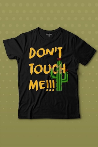 Kendim Seçtim Don't Touch Me Kaktüs Baskılı Tişört Çocuk T-shirt 001