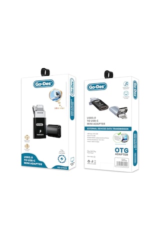 Go Des GD-CT029 PD30W GaN Teknolojili Type-C to Lightning & USB-A OTG Çok Yönlü Dönüştürücü Adaptör