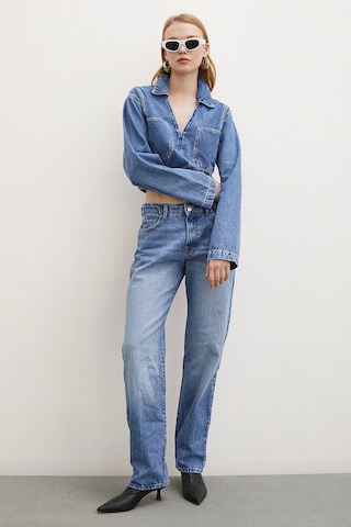 Never More Beş Cepli Yülsel Bel Regular Fit Jean Mavi Mavi
