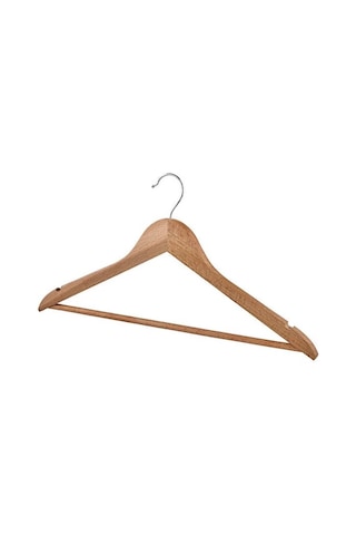 Basic 6lı Ahşap Askı Naturel Elbise Askısı Pantolon Askı