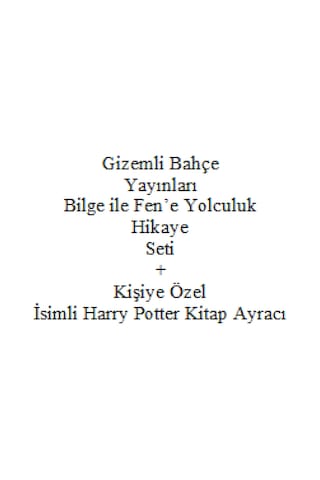 3. 4. Sınıf Hikaye Kitabı Seti - Gizemli Bahçe Yayınları Bilge ile Fen'e Yolculuk + Kişiye Özel İsimli Harry Potter Kitap Ayracı