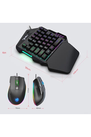 Yaozixa Oyuncu Klavye Ve Mouse Seti - 35 Tuşlu Tek El Klavye, 7200 Dpı Mouse, Rgb Işık Efektleri, Makro Programlama, Ergonomik Tasarım Diğer