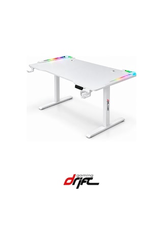 Flow Beyaz Rgb Ledli Elektrikli Yükseklik Ayarlı Oyuncu Ve Çalışma Masası