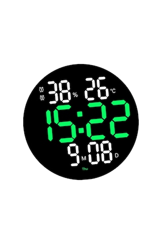 Suntek LED Elektronik Saat Ev Dekorasyon Mağazası İçin Uzaktan Kumandalı Duvar Saati Yeşil