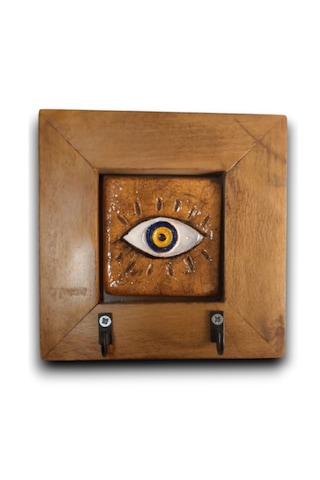 Toprakana Art Nazar Boncuğu Göz Seramik Anahtarlık Duvar Pano 14,5x14,5x2,5cm Çerçeveli