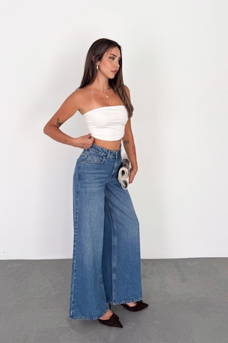 HLT Jeans Açık Mavi Kadın Extra Wide Leg Jean %100 Tencel Yüksek Bel Palazzo Kot Pantolon Angel-2052