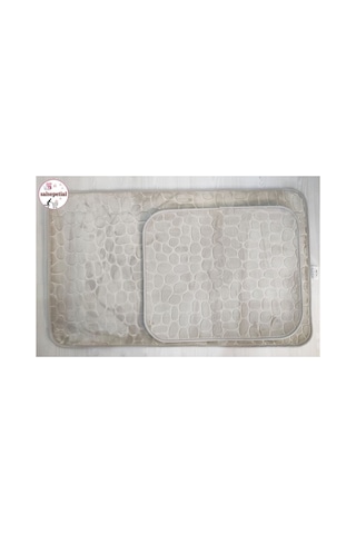2'li Banyo Paspas Seti Banyo Paspas Takımı Banyo Halısı 60x100 50x60cm Açık Gri
