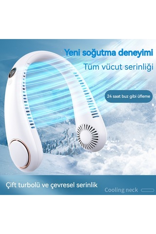 Usb Şarj Taşınır Sessiz Yapraksız Asılı Boyun Farı-beyaz