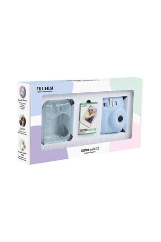 Fujifilm Instax Mini 12 Fotoğraf Makinesi + 10'lu Film + Pleksi Kılıf Mavi