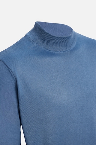Tudors Erkek Slim Fit Dar Kesim Yarım Balıkçı Yaka Düz İndigo Triko Kazak-32483 Indıgo İndigo