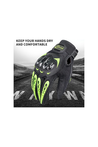 Padalink "cg666 Motosiklet Eldiveni - Nefes Alabilir Mesh, Pvc, 4 Mevsim, Dokunmatik Uyumlu, Siyah-yeşil Xl"