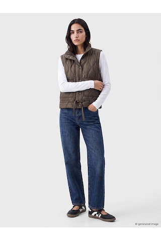 Lcw Vision Kahverengi Kapitone Oversize Kadın Şişme Yelek