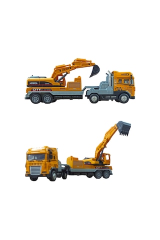Metal Kasalı Işıklı-sesli Kamyon Taşıyıcılı Kepçe İle İnşaat Maceraları Başlasın