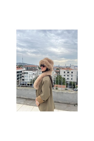 Mollycrush Kadın Suni Kürk Şapka Ve Atkı Seti Yumuşak Dokulu, Soğuk Havalar İçin Lüks & Şık Görünüm Camel