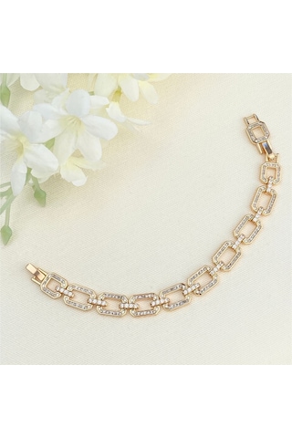 Kadın Bileklik Serenay Model Kare Halka Full Zirkon Kararmaz Xuping Vip Seri Rose 20 Cm Rose Gold