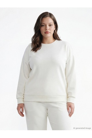 Lcw Vision Sarı Bisiklet Yaka Oversize Kadın Sweatshirt