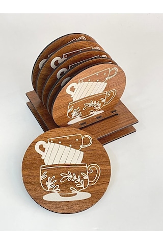 6 Lı Mdf Bardak Altlığı Dekoratif Ecceca1012 Karışık