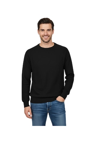 Erkek Spor Reklam Kol Kazak Regular Fit Bgl-st04949 Siyah