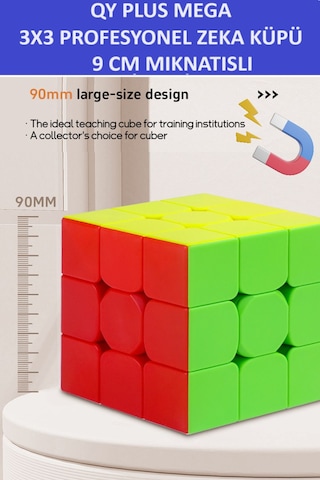 Qy Plus Mega 9 Cm Mıknatıslı Profesyonel Speed Cube - 3x3 Zeka Küpü - Sabır Küpü -