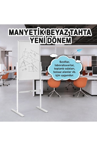 Manyetik Sihirli Yazı Tahtası Ayaklı Silinebilir Yazı Çizim Panosu Type-c Şarjlı 106 Cm Beyaz