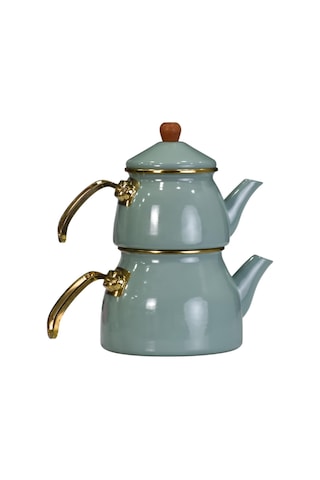 Lexroo Soft Green Gold Model Emaye Çaydanlık Çok Renkli