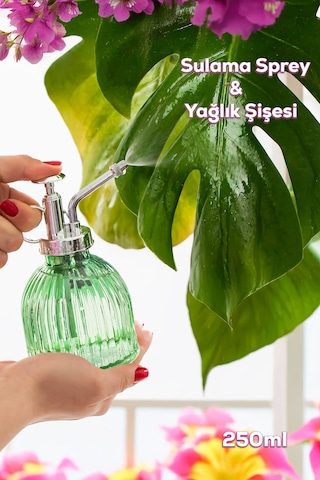 Perotti 15731 Yeşil Vintage Cam Bitki Sulama Şişesi Sprey Şişe