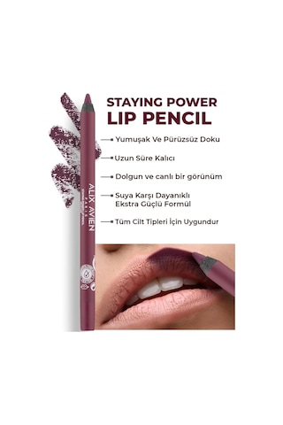 Alix Avien Suya Dayanıklı Uzun Süre Kalıcı Yumuşak Dudak Kalemi Staying Power Lip Pencil 59 Plum