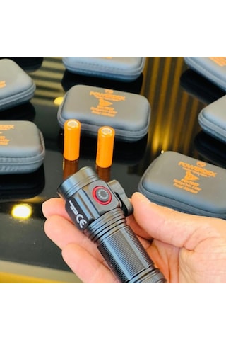 Güç Göstergesi İle Güçlü Usb Şarj Edilebilir Mini Led El Feneri Pd-7007 Siyah