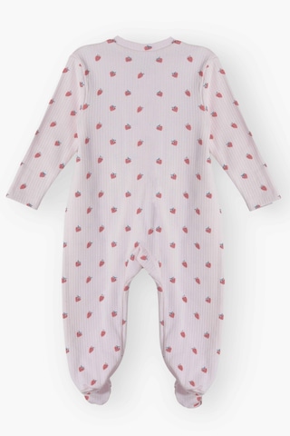 Luess Kız Bebek Mevsimlik Çilek Metraj Baskılı %100 Pamuklu Tulum 0-3 Ay 6-9 Ay Pembe