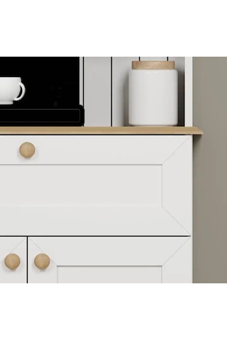 Lucas 2 Kapaklı Çekmeceli Kahve Köşesi Ve Çok Amaçlı Mutfak Dolabı - Açık Ceviz & Beyaz Açık Ceviz & Beyaz