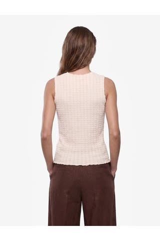 Koton Bürümcük Kumaş Slim Fit Düğmeli Bisiklet Yaka Yelek Bej 6sak10040ek Ekru