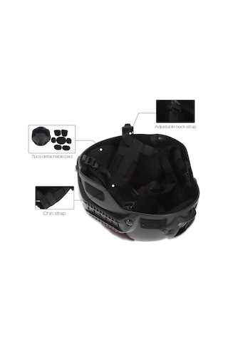 Airsoft Raylı Koruyucu Kask Miğfer Siyah Haki