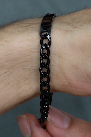 K. Atatürk İmzalı Unisex Kadın Erkek Paslamnaz Çelik Bileklik Scb90 Siyah