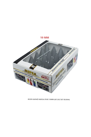 Bijon Kapağı Sivri 19 Mm Gri 20 Li Set