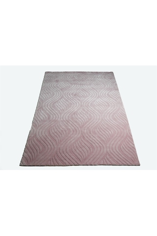 Çam Halı Emboss Jr10 Pink Modern Desen Yeni Zellanda Yünü Ve Viskon El Dokuması Halı - 160x230 Pembe