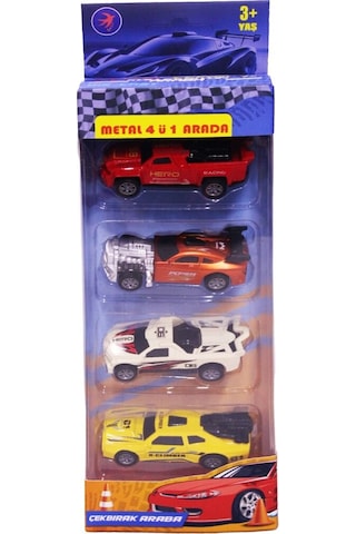 4 Lü Çek Bırak Metal Araba Seti 0287 Çok Renkli