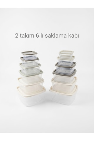 12 Parça Saklama Kabı Seti 2 Takım 6'lı İç İçe Geçebilen Mutfak Erzak Ve Mutfak Düzenleyici Kap Seti Çok Renkli