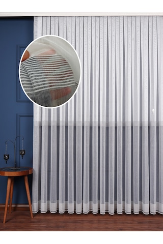 Hilal Renk Geçişli Bantlı Tül Perde / Ölçünüze Özel Dikim