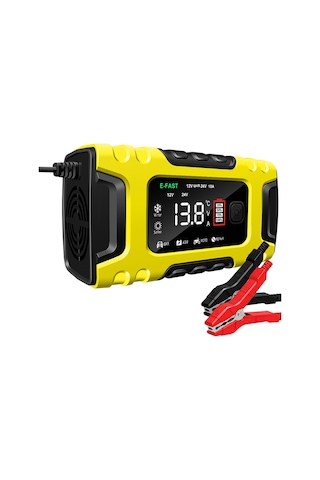 Symbee 12v/24v Akıllı Akü Şarj Cihazı, 10a, Kurşun Asit/lityum Bataryalar İçin, Tam Otomatik, Büyük Ekran, Rus Standardı, Sarı