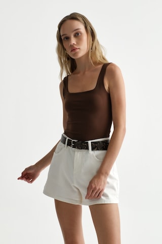 Açelyaokcu Premium Darcy Kare Yaka Bodysuit Kahverengi