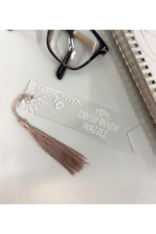 Pleksi İsme Özel Desenli Kitap Ayracı Beyaz-Tek Adet