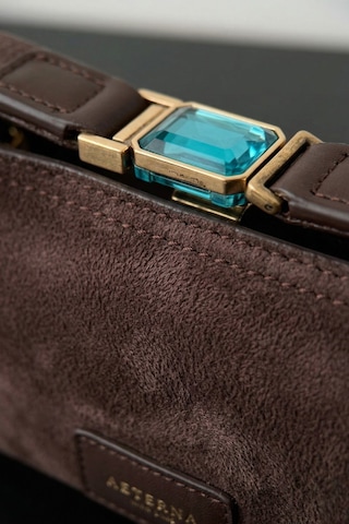 Vellabags Kahverengi Gold & Taş Detaylı Kadın Çanta Şık Tasarım Koyu Kahverengi