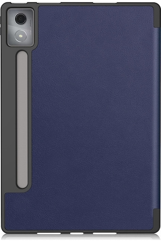 Vkemall Lenovo Xiaoxin Pad Pro 2025 12.7 İnç Korumalı Kılıf - Üç Katlı Ayaklı Deri Kapak Mavi
