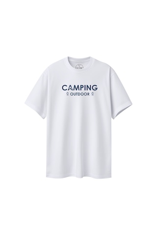 Velvoria Unisex Oversize Siyah Camping T-shirt Beyaz