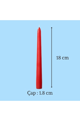 6 Lı Kısa Kırmızı Konik Şamdan Mum Yükseklik 18 Cm Kirmızı