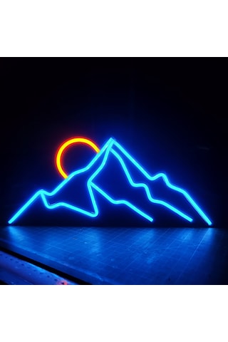 Dağ & Güneş Neon Led 3d Baskı Çok Renkli