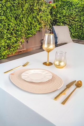Vos Versa Amerikan Servis Tekli Supla Lux Sunum Tabak Altlığ - Oval Bej Vvhm0037-394 - Bej