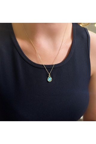 Stela Akumarin Damla Gümüş Kolye Sarı