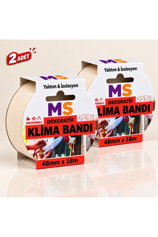 2 Adet Yapışkansız Gerdir Ve Sar Klima Bandı Dekoratif Krem 48 Mm X 18 Metre İzolasyon Bantı Borusu